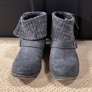 Rocket Dog Black Ankle Boots with Knit Cuff